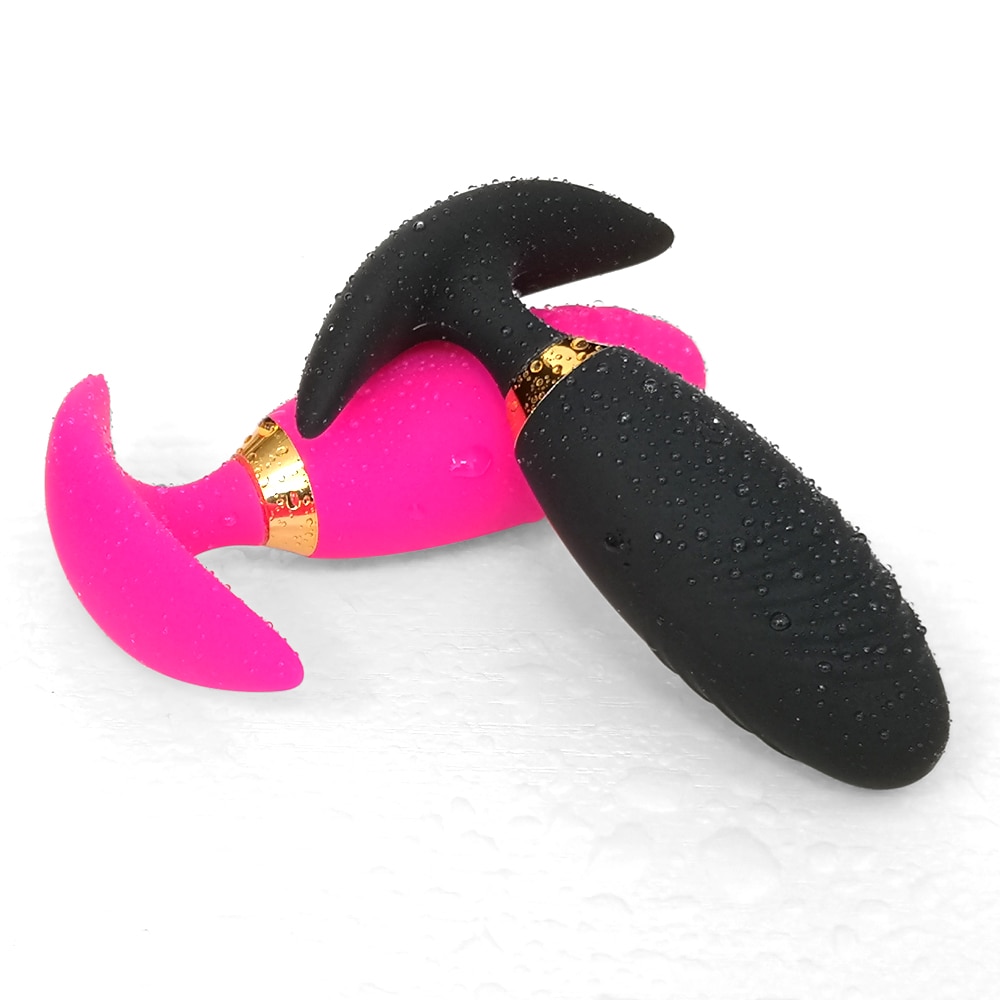 Black / Rose Design Anal Plug Vibrator